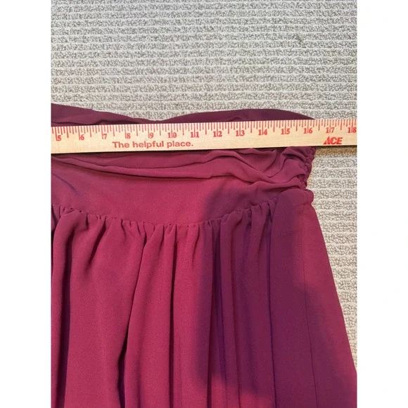 Lovers and Friends Burgundy Strapless Ruched Maxi Dress Wine Bridesmaid Gown L - Picture 9 of 9
